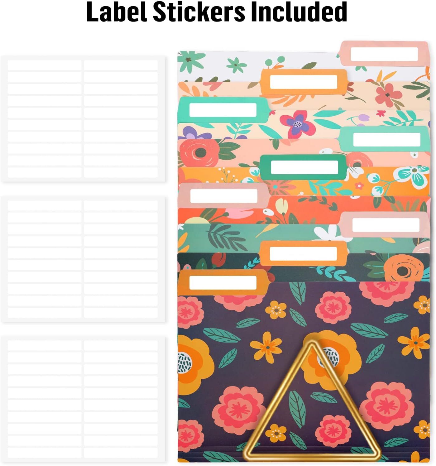 EOOUT 9pcs Decorative File Folders Letter Size, 1/3-Cut Tabs Multi-colored
