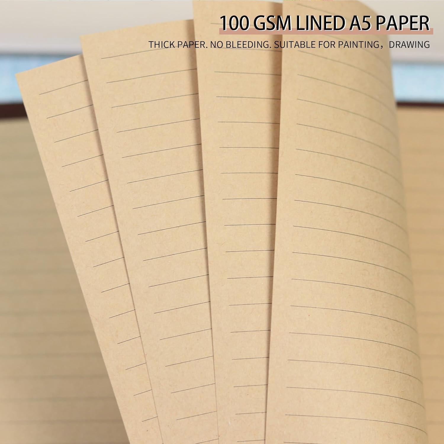 Vintage Kraft Paper – A5 Lined Flipchart Refill, 80 Sheets (160 Pages) for 6-Rin