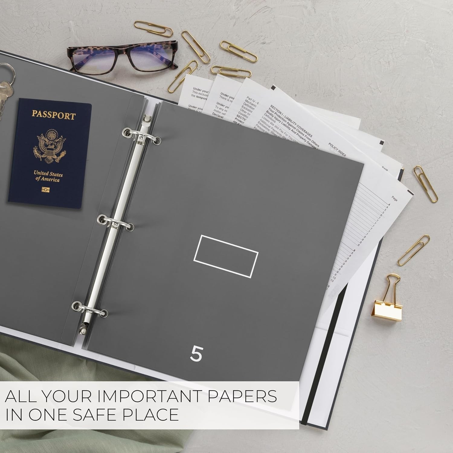 Sturdy Document Organizer Set with Folders – Beautiful Linen 3-Ring Binder Sa…
