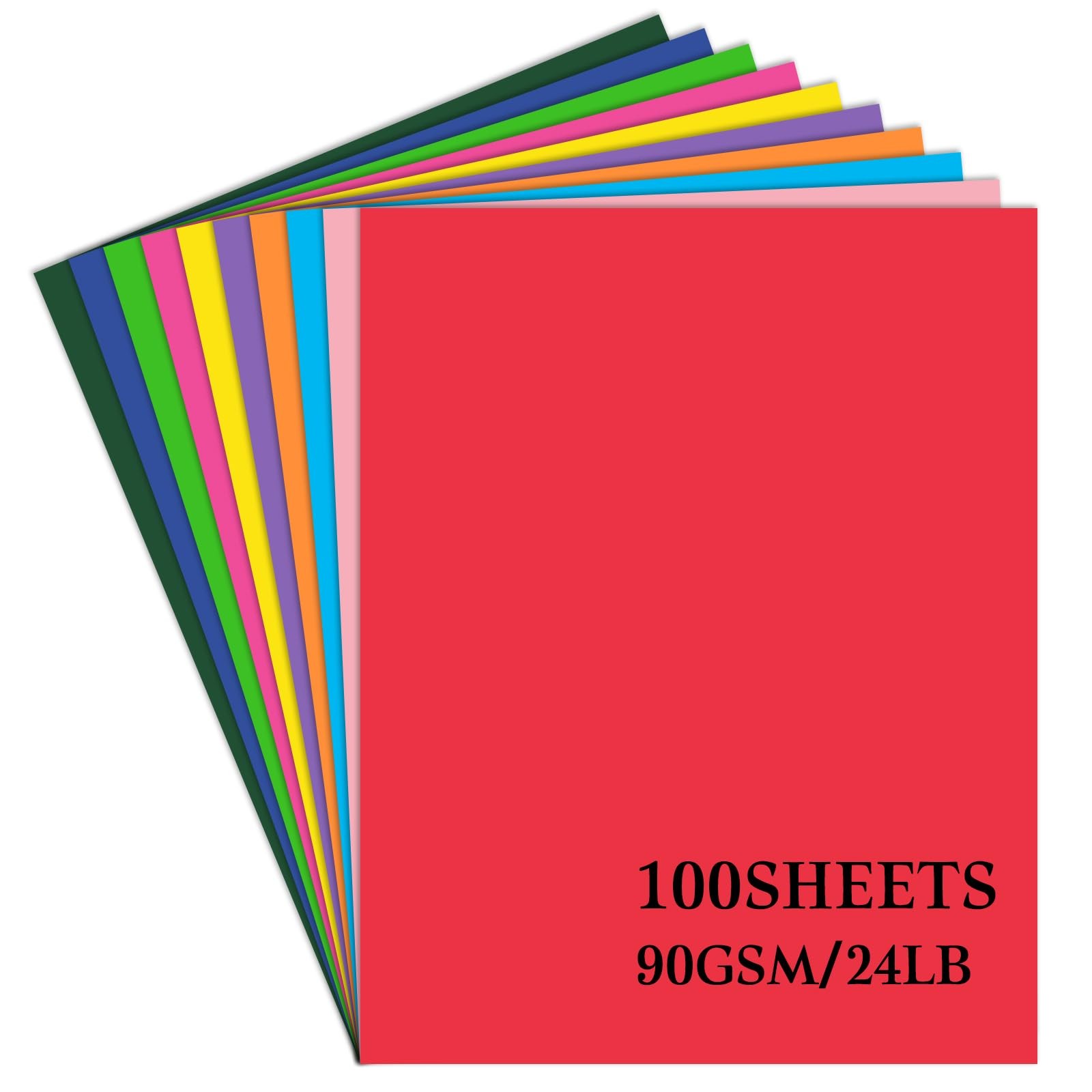 Colored Copy 8.5X11 Inches,100 Sheets 10 Colors Printing 90GSM/24LB Brightnes…