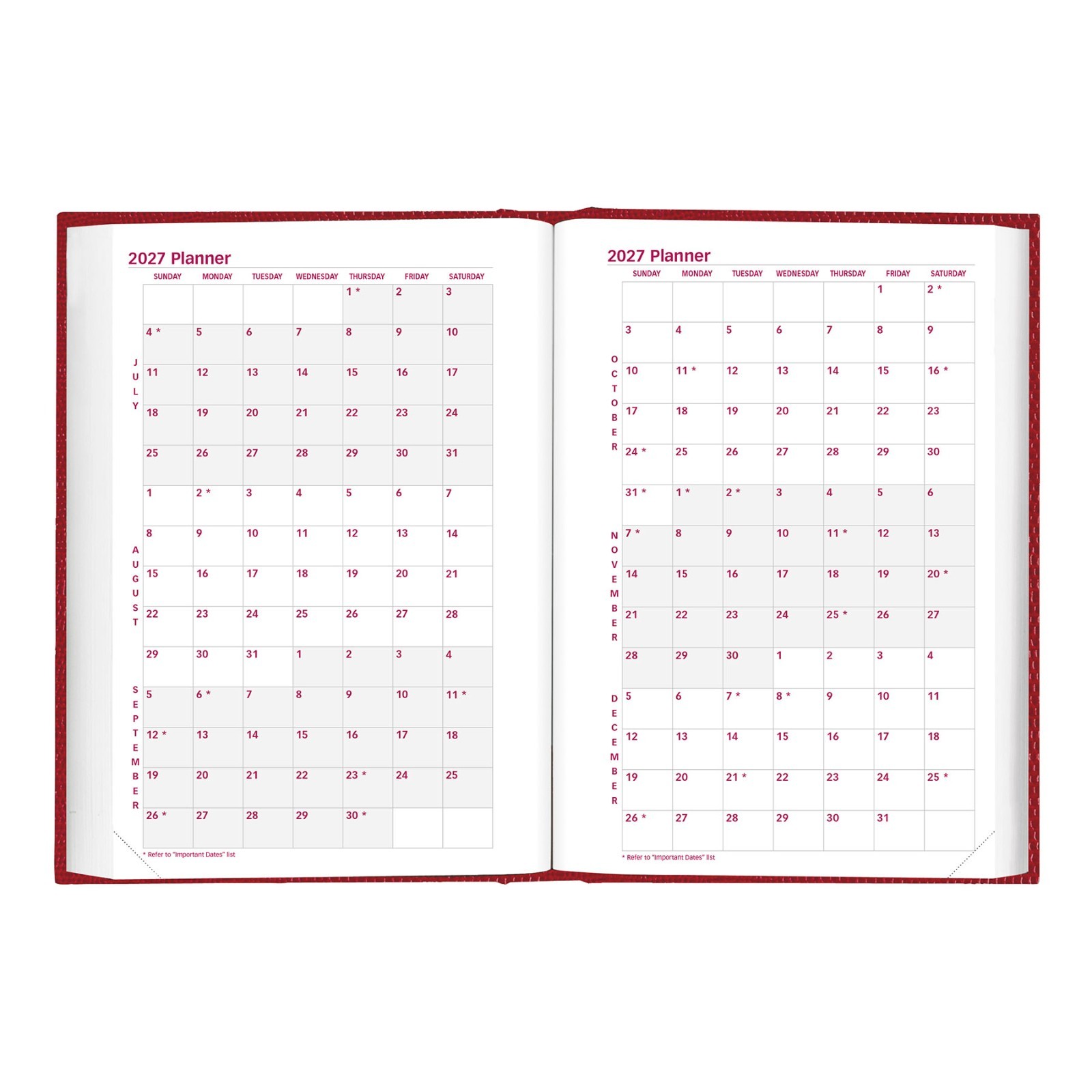 2025 Brownline CB387.RED Daily Planner Diary, Hard Cover, 7-1/2 x 5″