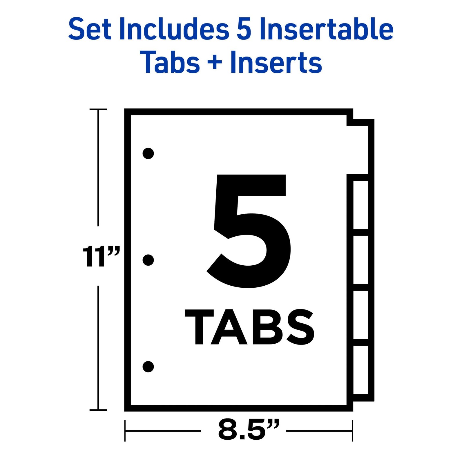 Avery Insertable Dividers for 3 Ring Binder, 5-Tab Set, Clear One Size,