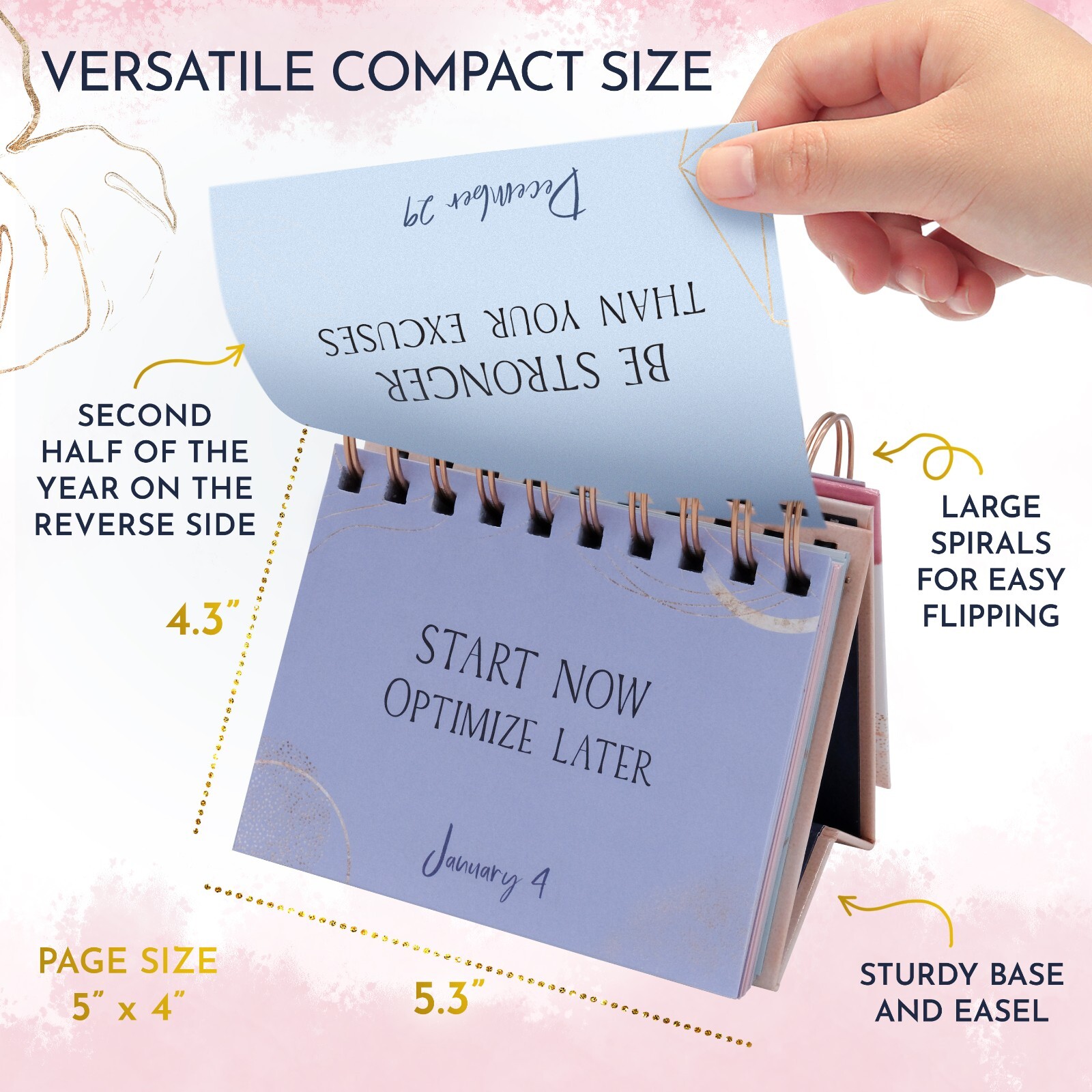 RYVE Inspirational Desk Calendar – Daily Flip Calendar with Motivational Quotes
