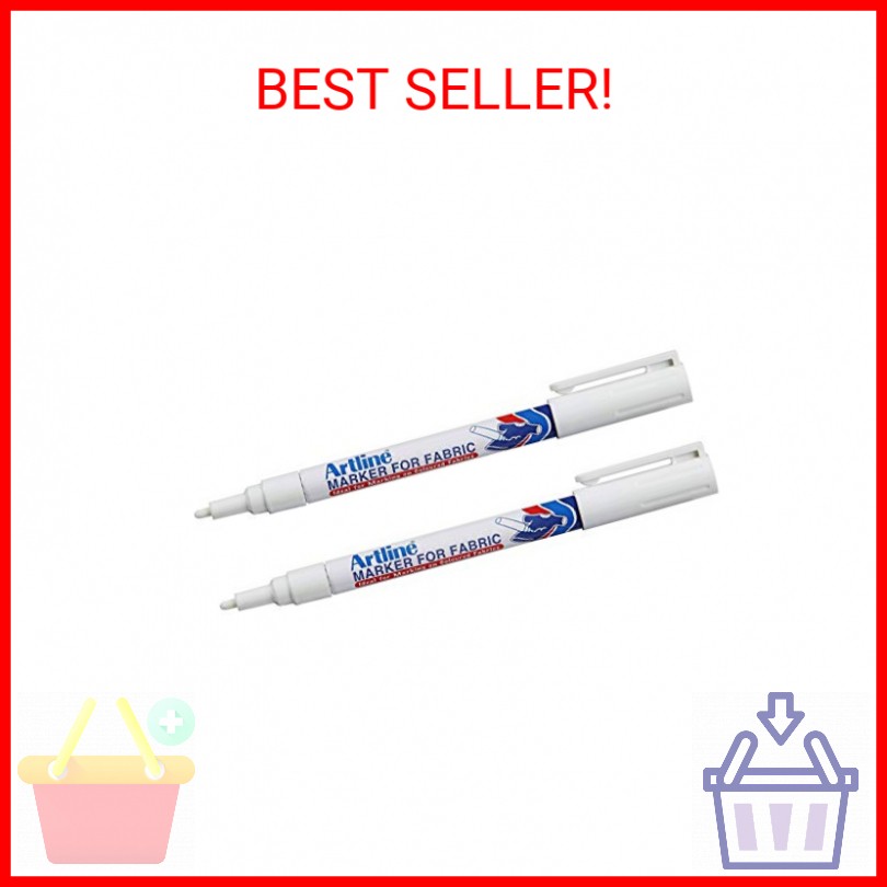 Artline White Permanent Fabric Markers pen for clothing (2 Markers)