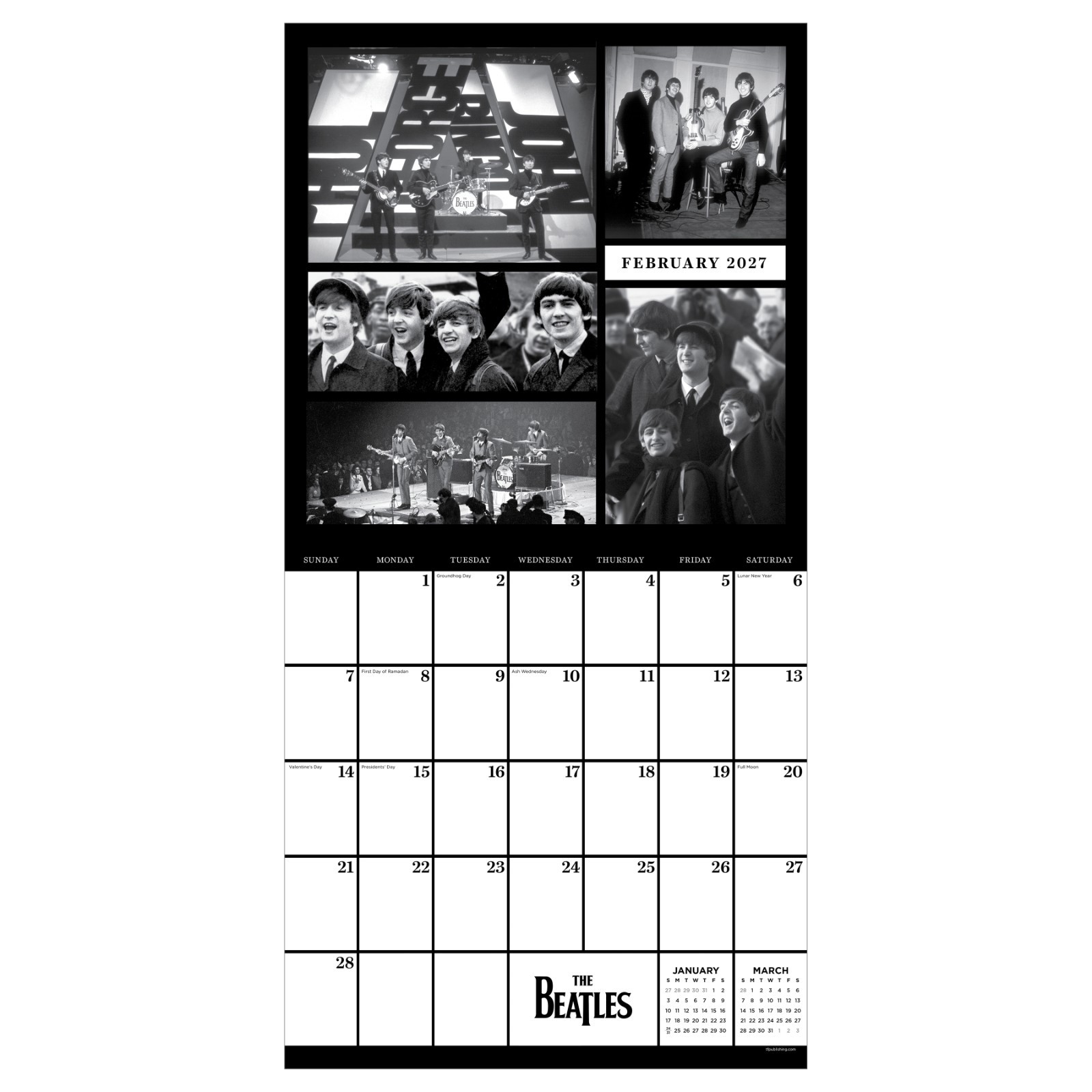 2027 The Beatles: In Black & White Wall Calendar