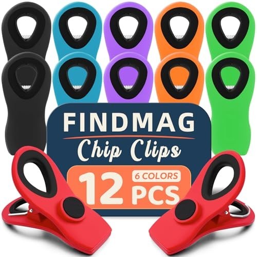 12 Pack Food Chip Snack Bag Sealing Clips, Color Refrigerator Magnet Clips