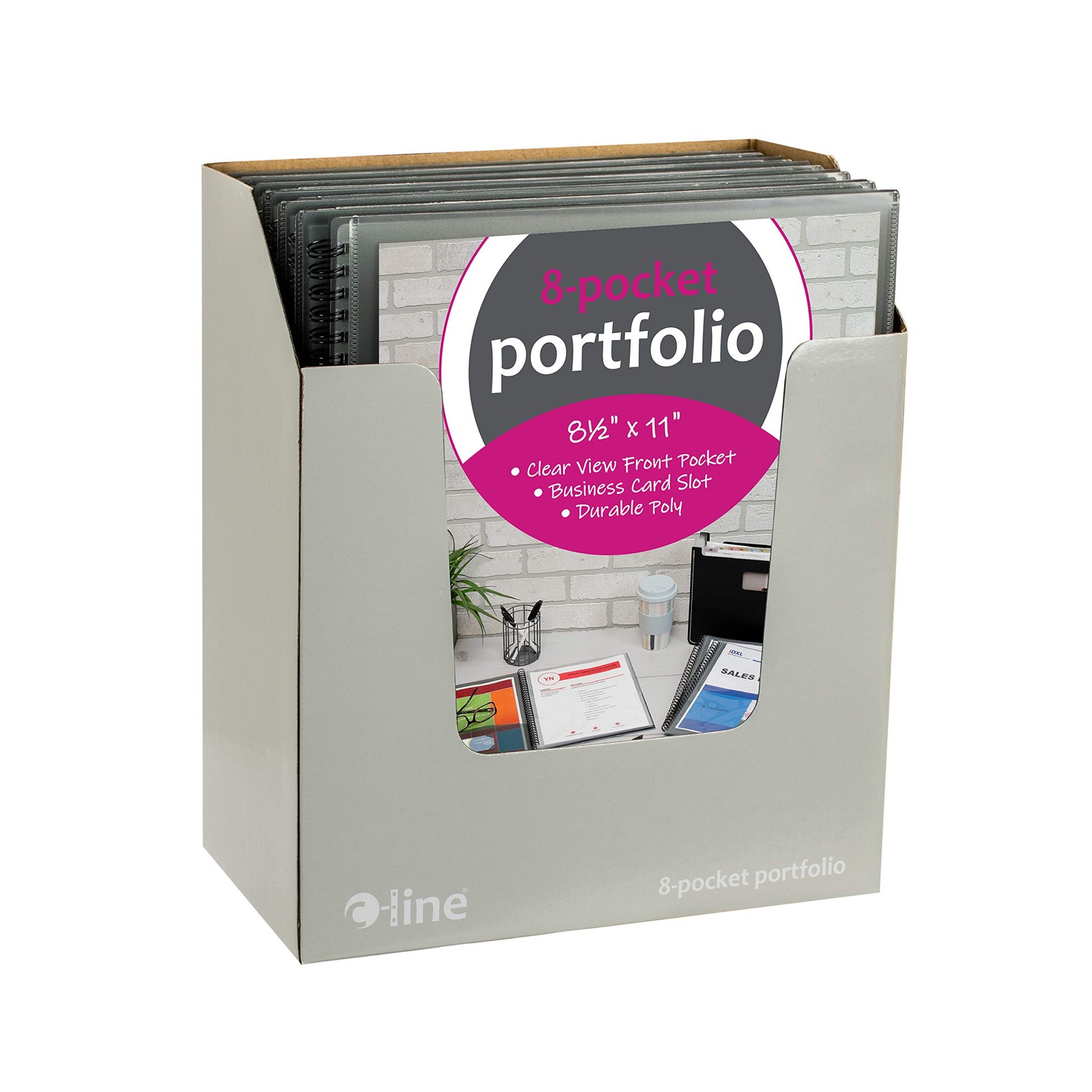 C-Line 8-Pocket Spiral-Bound Poly Portfolio, Letter 8-Pocket, Smoke Gray