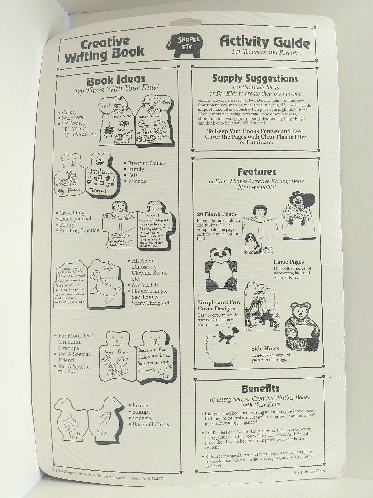 Vintage SHAPES ETC Creative Writing Book (1989) Clown – 10 Jumbo Sheets Paper