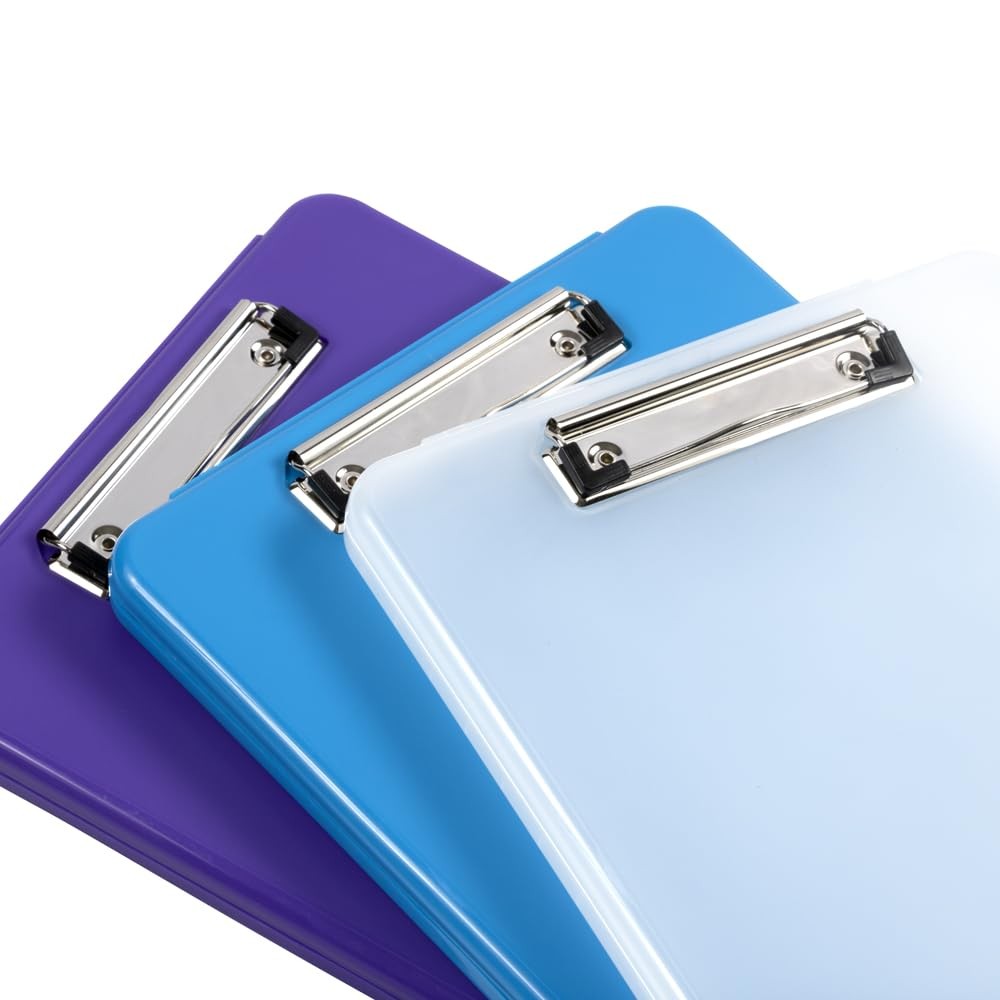 JAM PAPER Plastic Storage Clipboards with Metal Clip Clipboards, Blue