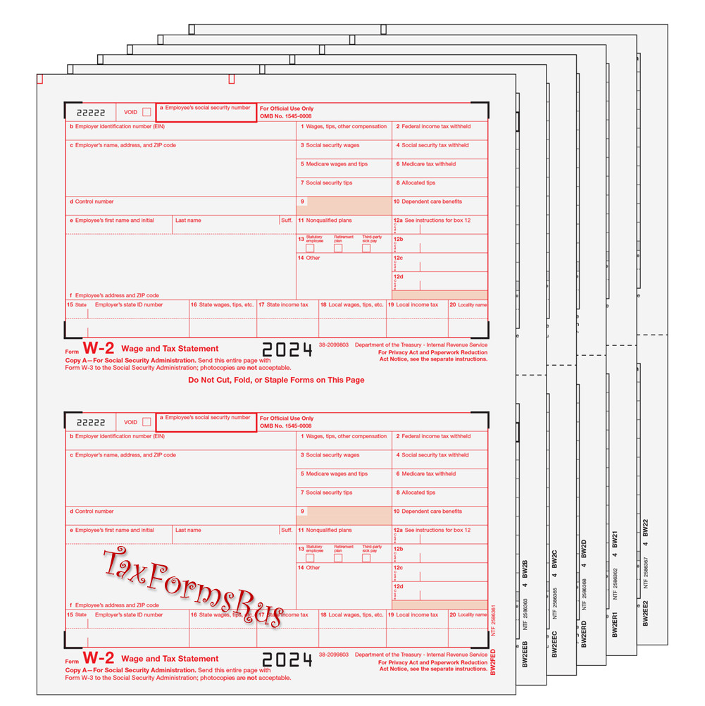 2024 IRS Tax Form W-2 Wage Stmts 25 employees LASER +(3)W3 #W2TRADS605 – NO Env