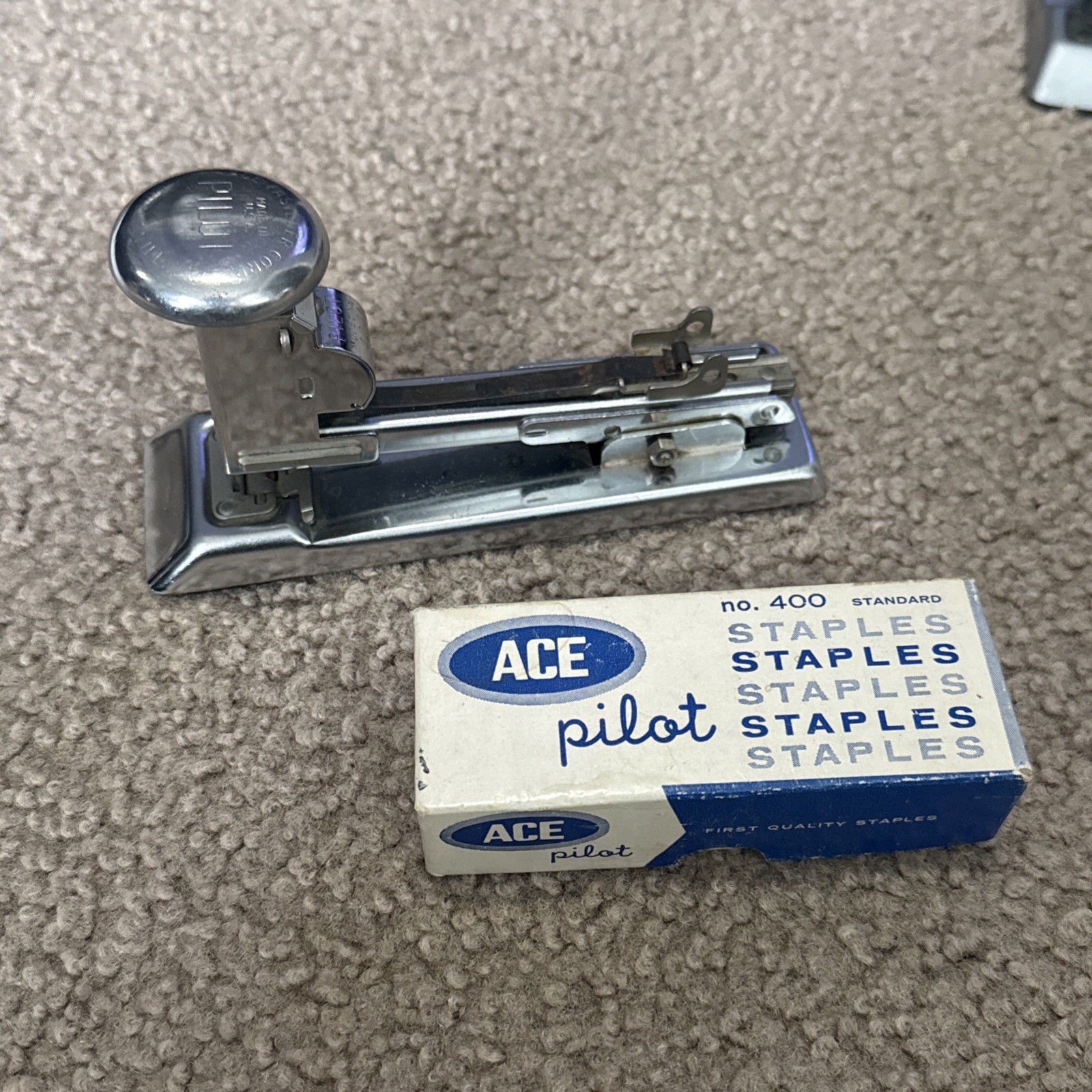 1930’s Deco Ace Fastener Corp Pilot Chrome Stapler – 404 USA With Staples Tested