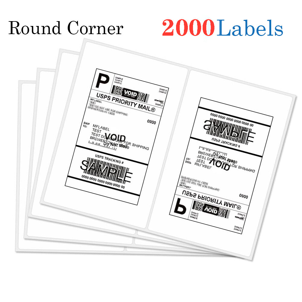 50-2000 Premium 8.5″ X 5.5″ Half Sheet Self Adhesive Shipping Labels 2 Per Sheet