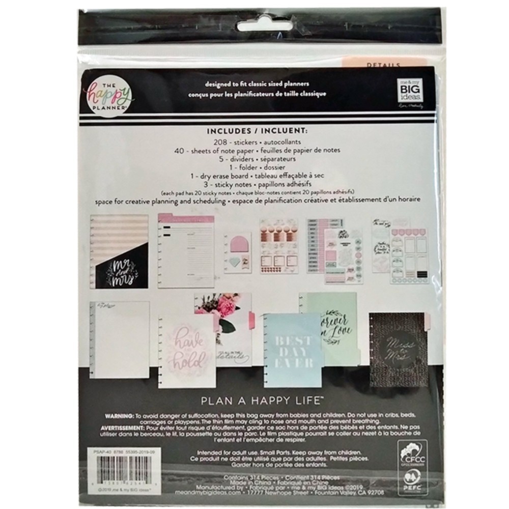 The Happy Planner I Wedding Accessory & Extension Pack I 314 Pieces l Classic