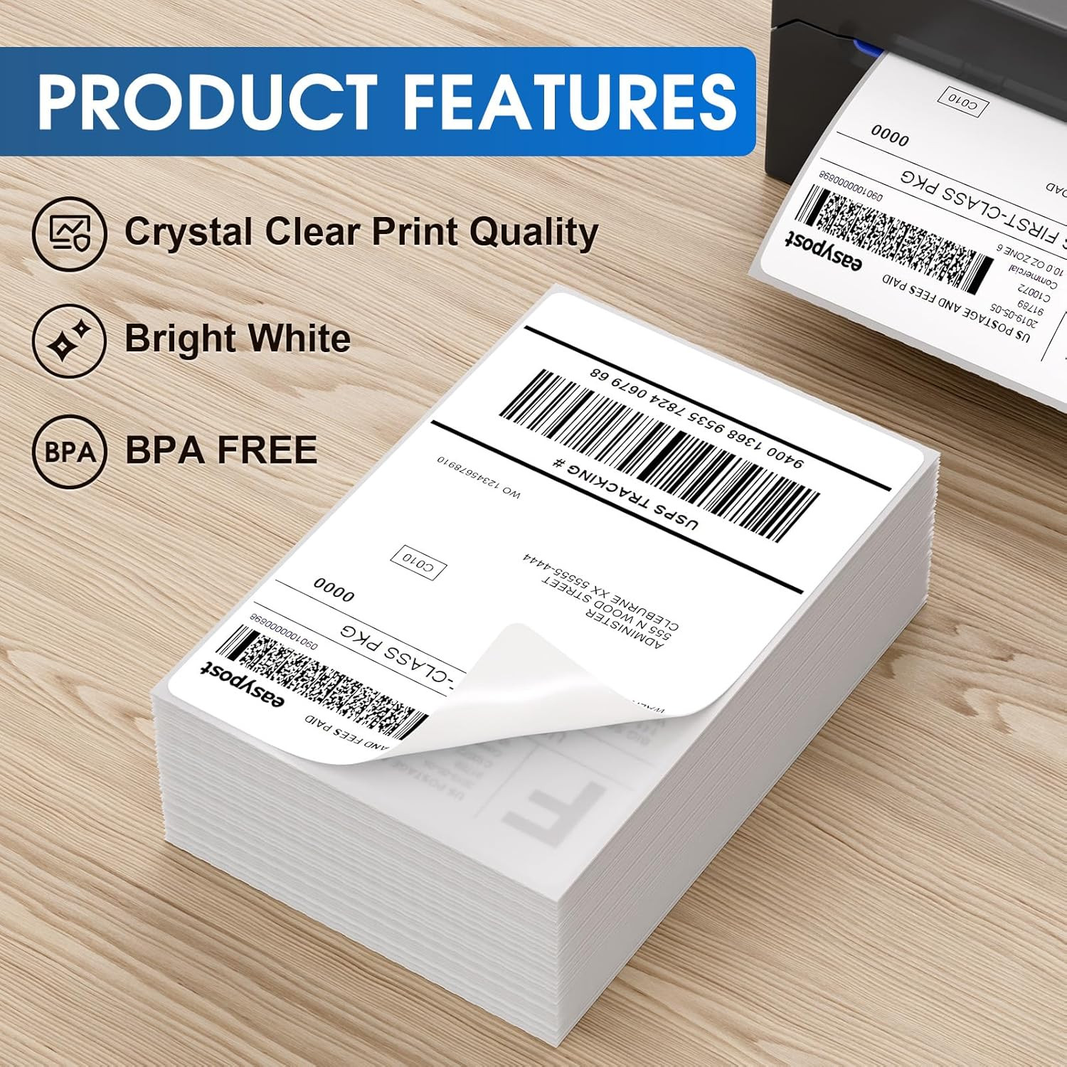 4″ X 6″ Direct Thermal Labels, 500 Fanfold Labels, for Shipping & Mailing, Perfo