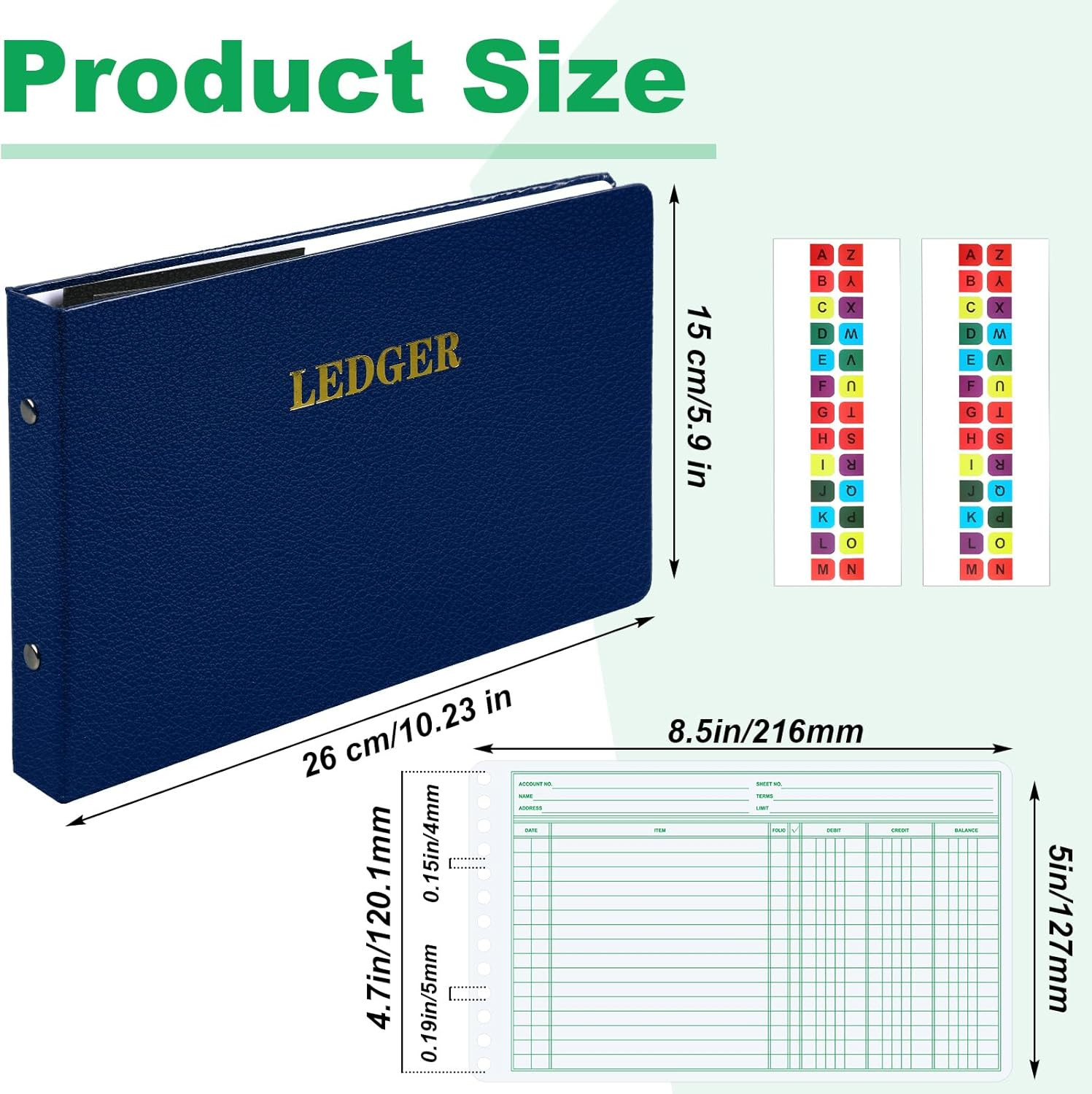 Ring Ledger Binder with 200 Pcs 5″x8.5″ Ledger Sheets Small Index Tabs for Bookk
