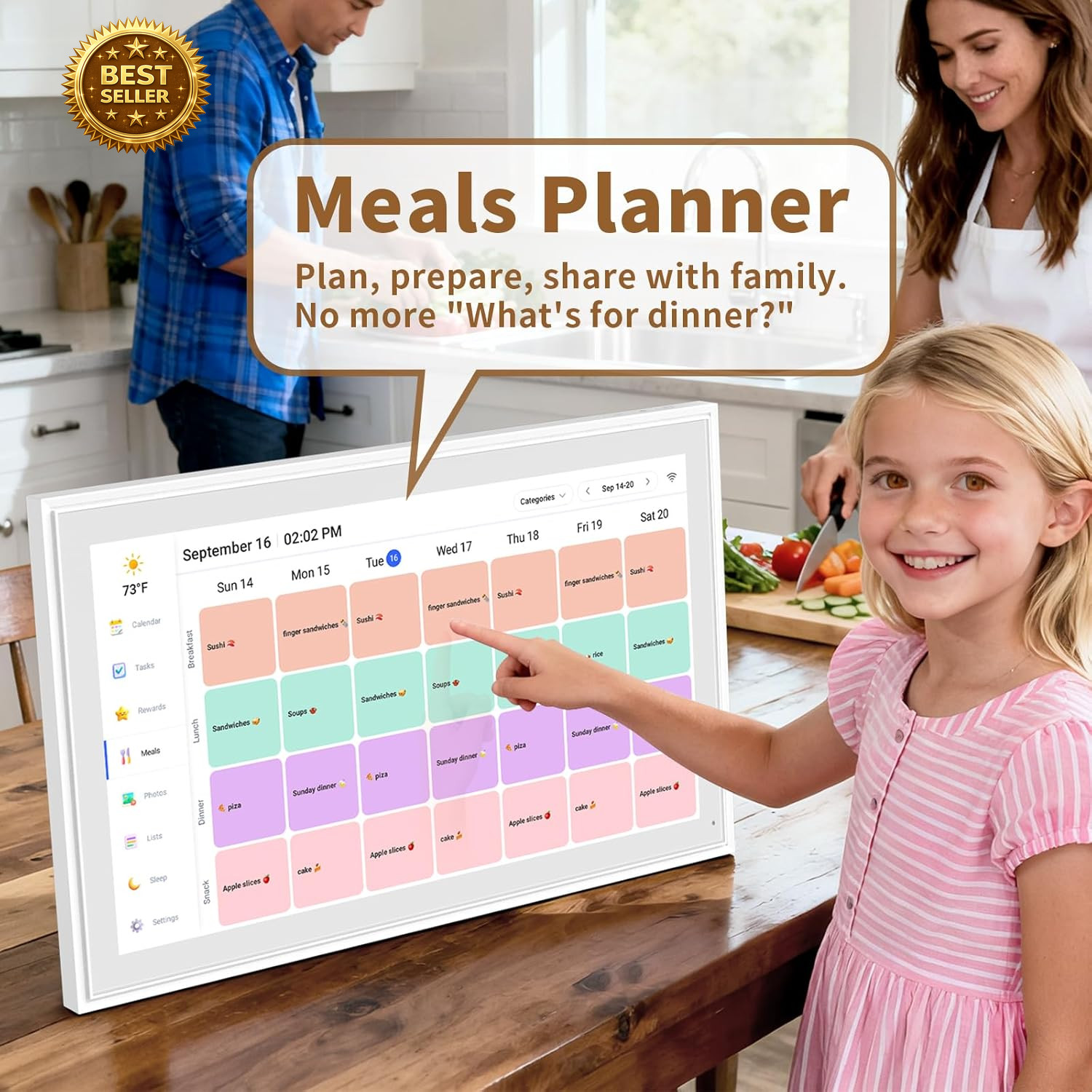 21.5″ Digital Calendar Planner Touchscreen Family Scheduler Chore Chart 1080P IP