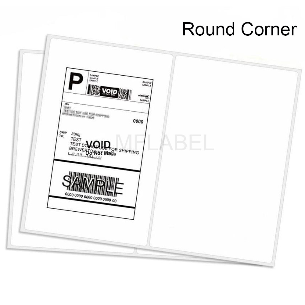500 Shipping Labels Rounded Corners 2 Per Sheet 8.5 X 11 Self Self Adhesive USA