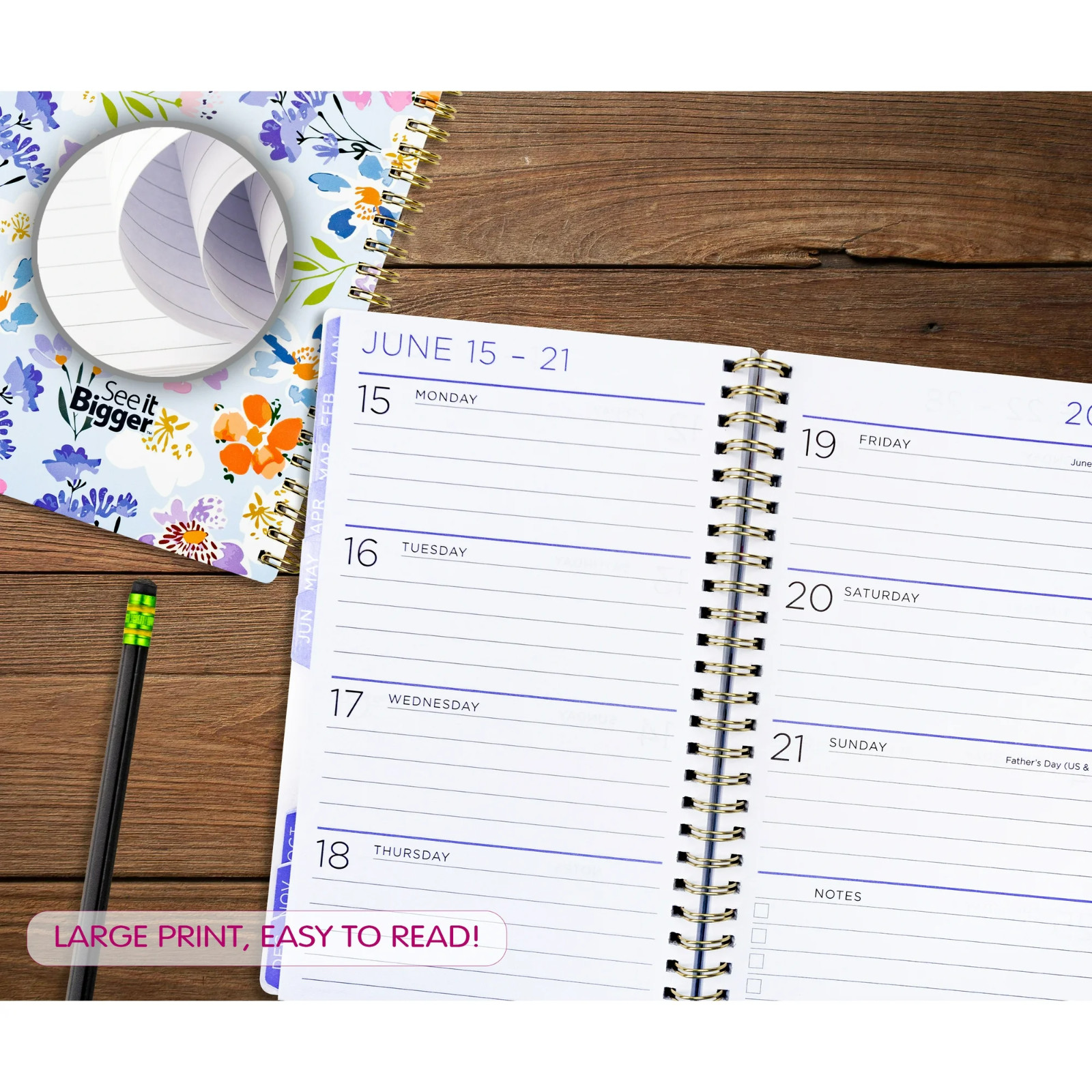 See it Bigger Weekly Planner Medium (5.5 x 8.75) 15 Months, Oct 2025-Dec 2026