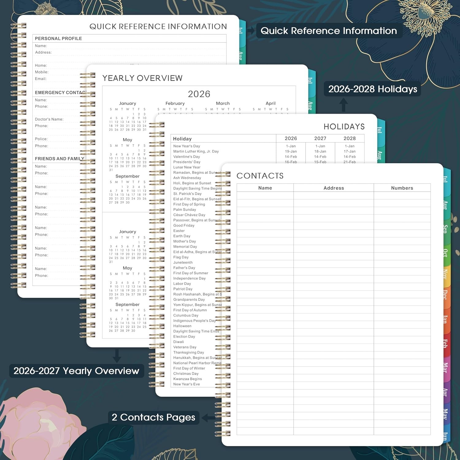 Functional Weekly & Monthly Academic Planner 2026-2027, Fade Resistant, 8” x 10”