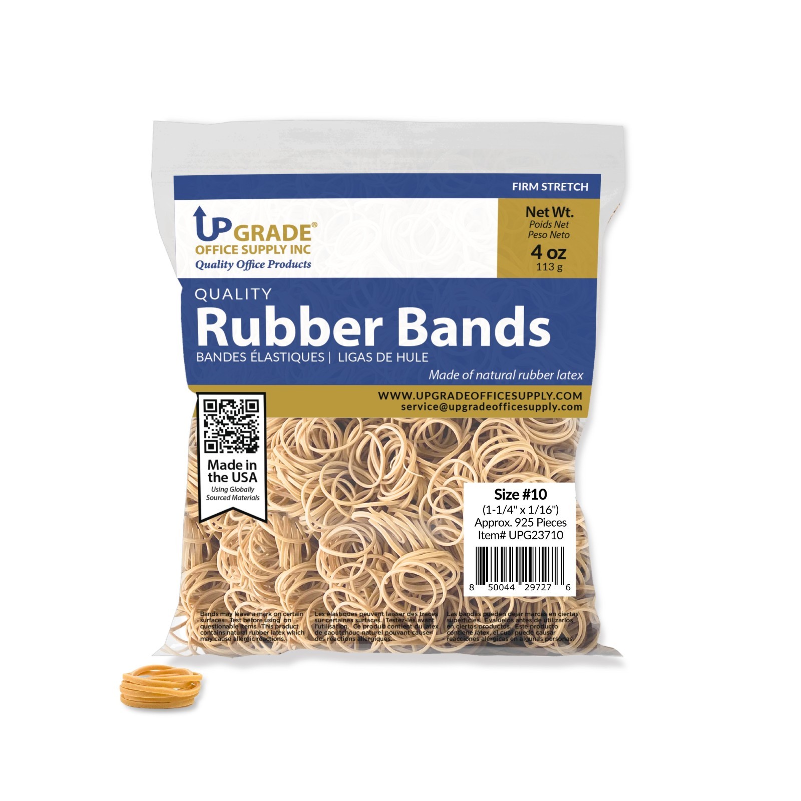 Upgrade Office Supply Rubber Bands, Size 10 (1-1/4 x 1/16),925 Ct 1/4 lb Bag USA