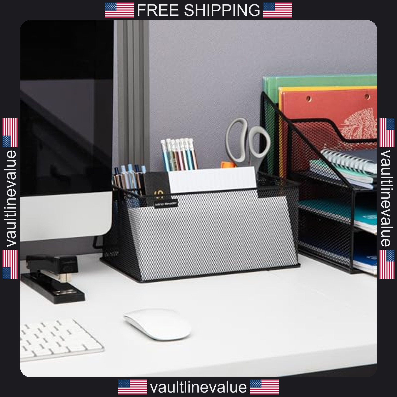 Multi Purpose Storage Caddy 4 Compartment Metal Mesh Kitchen Office Organizer