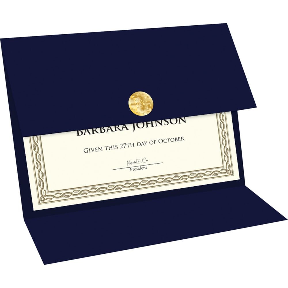 Certificate Holders – Tri-Fold Navy Linen 9.25×12.5 Inches – Embossed Die-Cut…