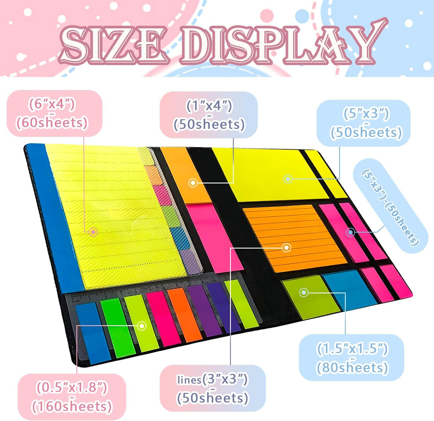 Sticky Notes Set 710 Pack, Divider Sticky Notes Tabs, Office Supplies, Planner S