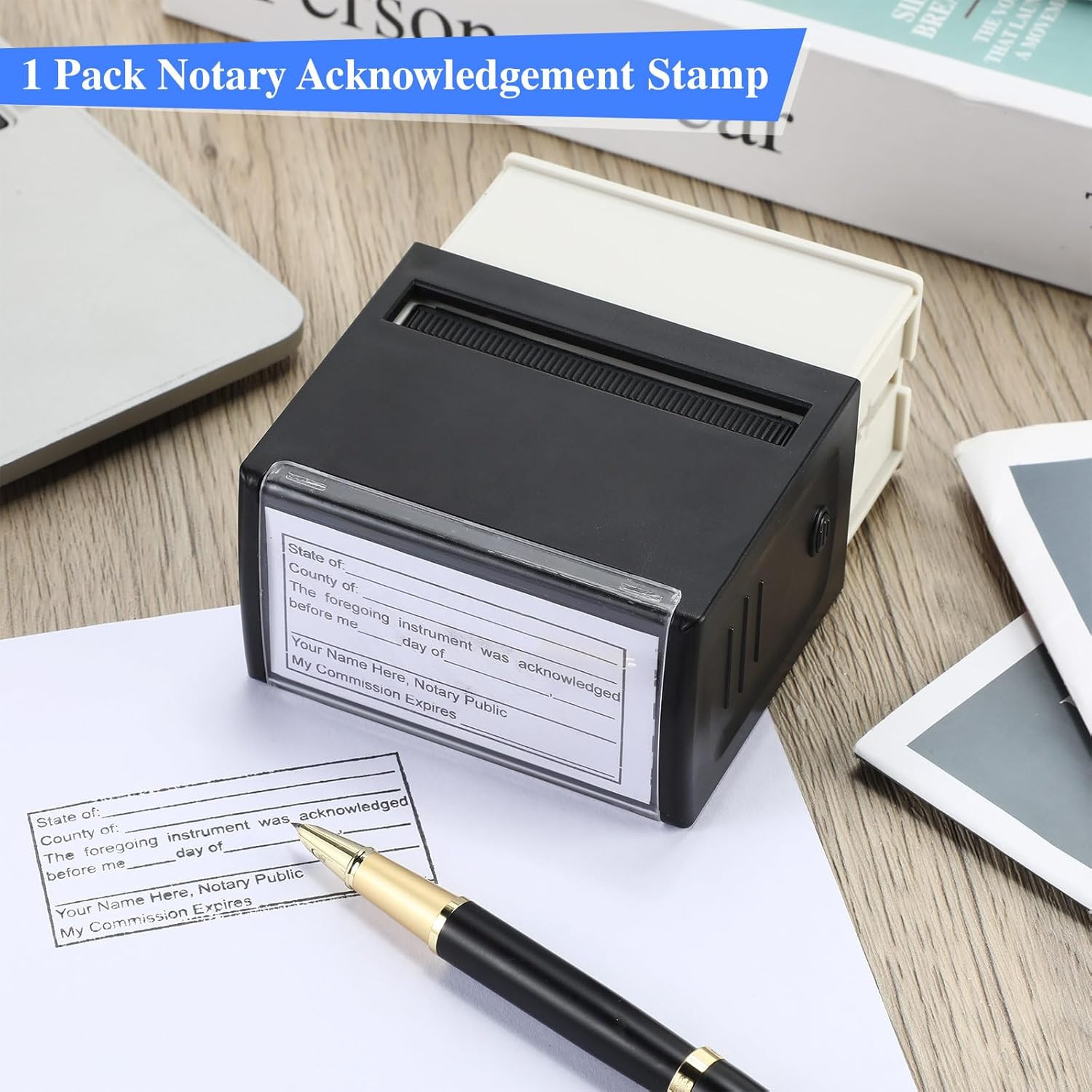 Self Inking Notary Stamp Sworn Subscribed Acknowledgement 1.46×2.95 Inch