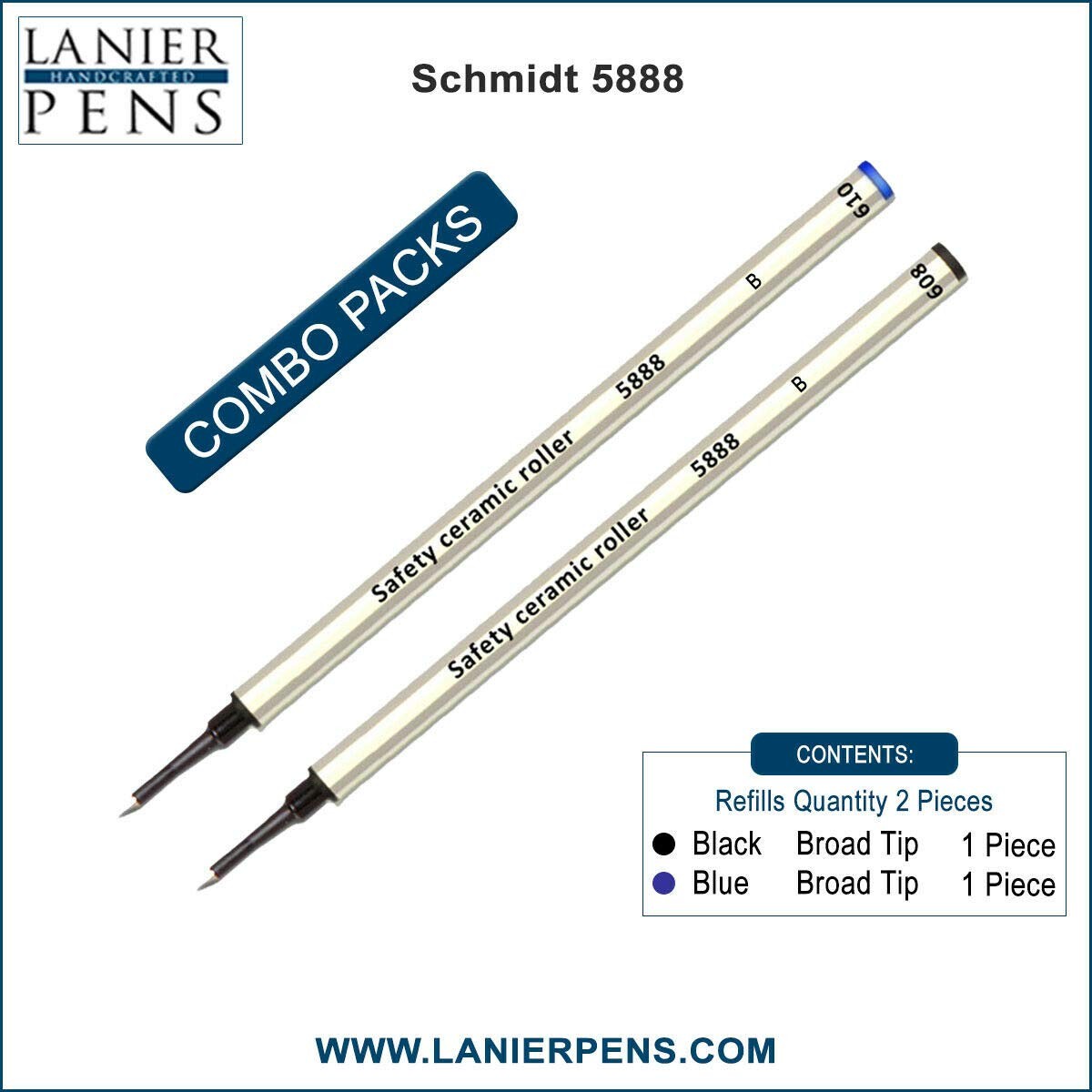 Schmidt 5888 B Safety Ceramic Rollerball Broad Tip (1.0 mm), Black, Blue