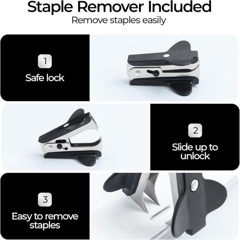 One Finger Heavy Duty Stapler Instant Reload 1000 Staples Non-Slip Base New