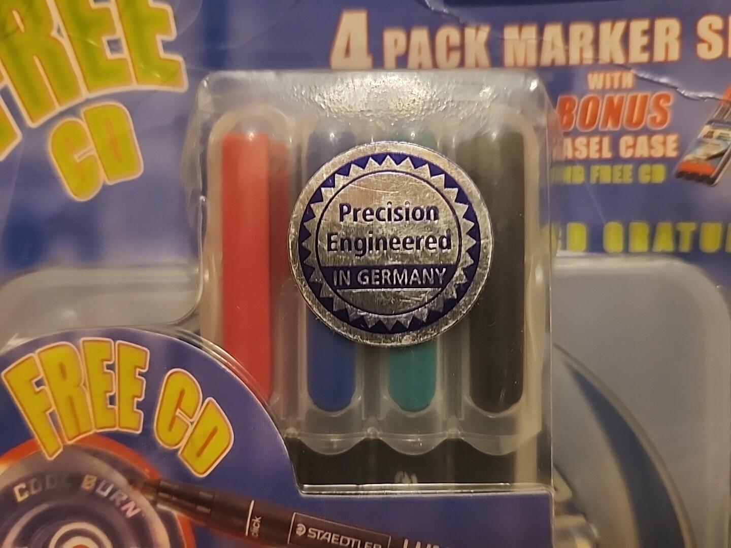 Lumocolor 4 Color Marker Pen Set Easel Case Staedtler Germany CD DVD CD-R Label
