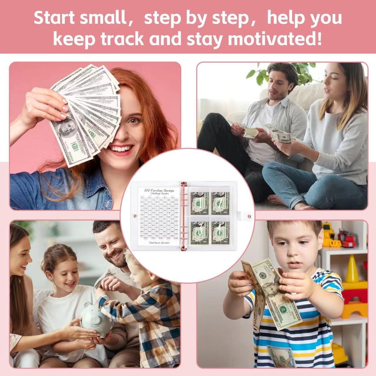 100 Envelopes Money Saving Challenge Binder Budget Book to Save $5050 Case