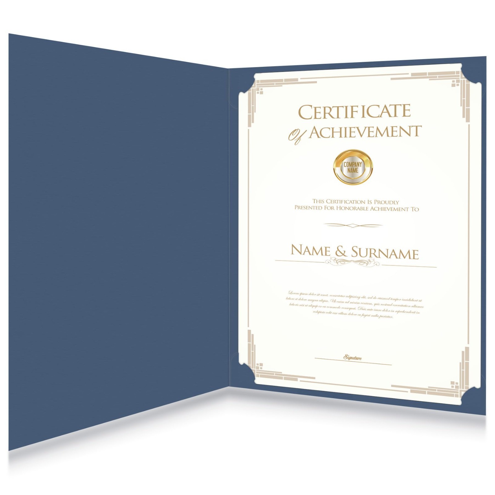50 Pack Navy Blue Diploma Holders with Gold Foil Border for 8.5×11 Certificates