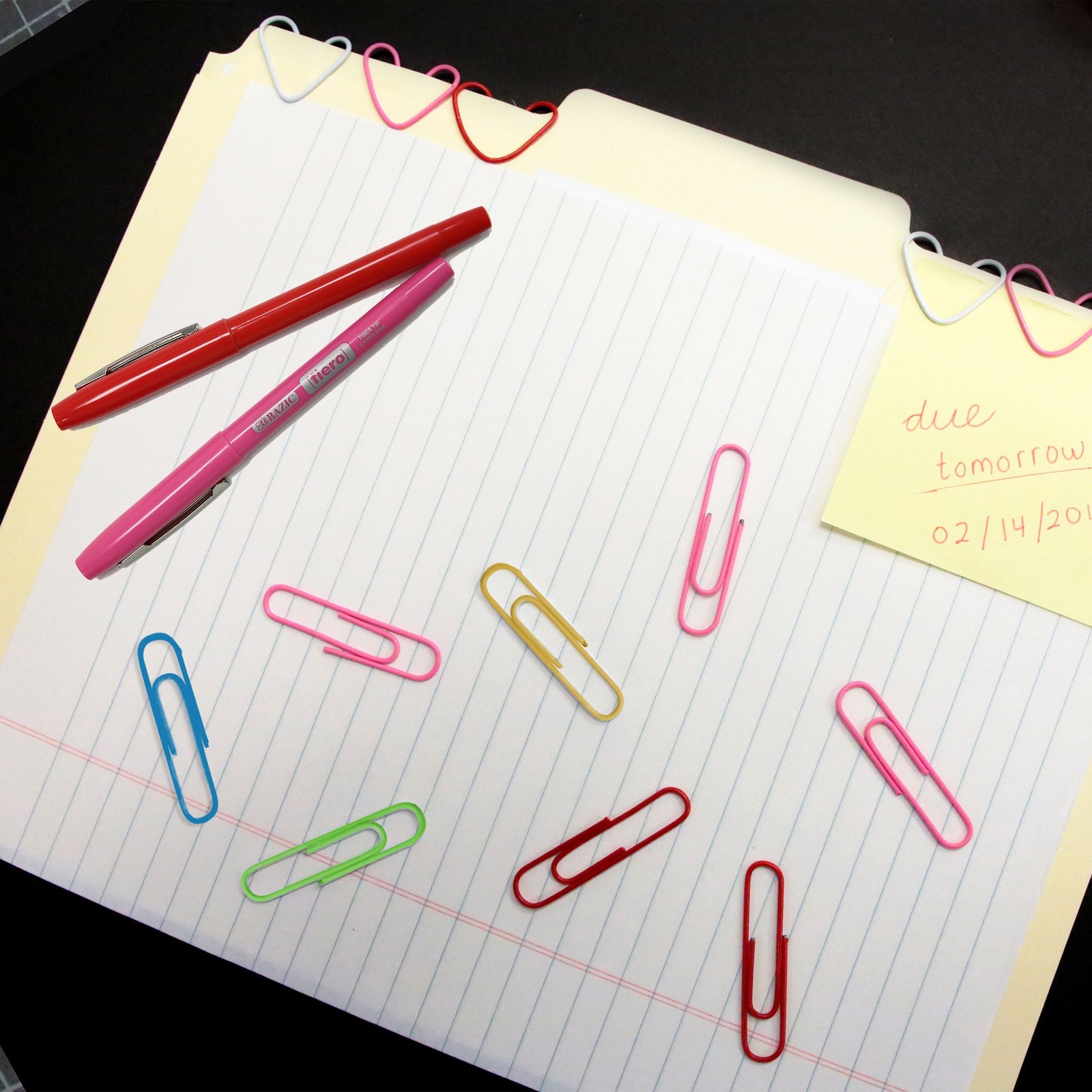 BAZIC Jumbo (50mm) Color Paper Clips (100/Pack), pack of 24