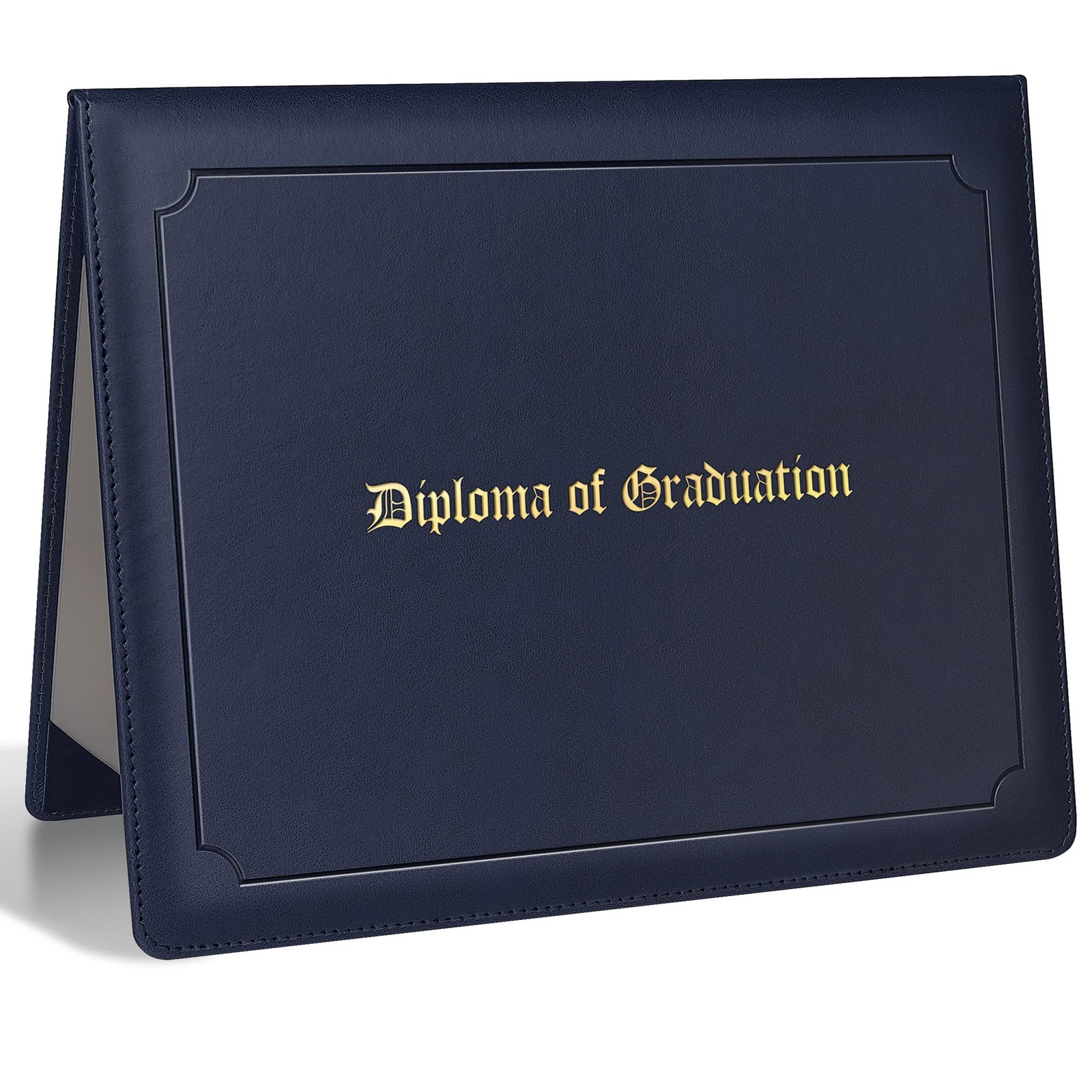 SUNEE Imprinted Diploma Cover 8.5”x 11” Leatherette Padded Navy Blue