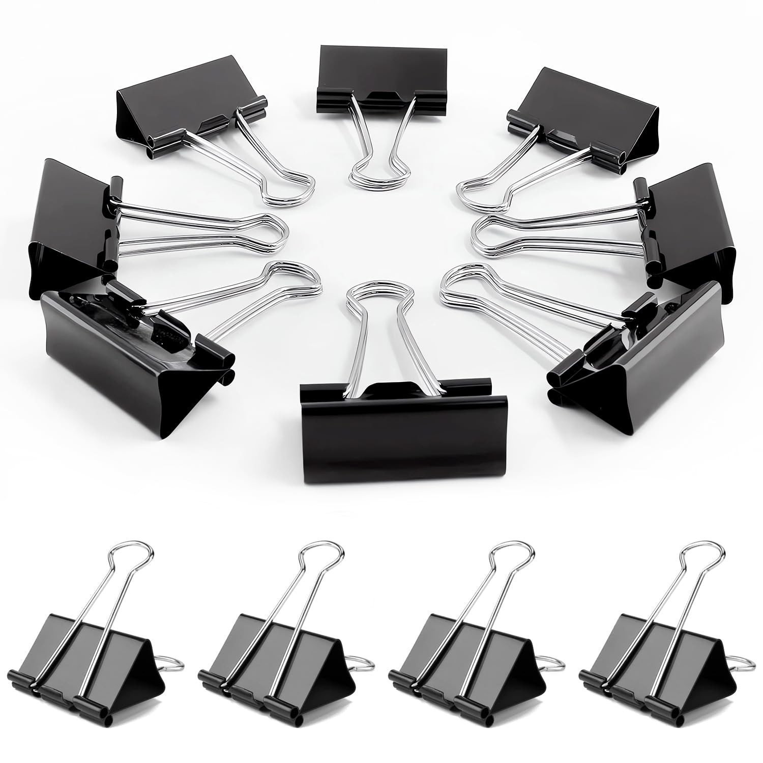 Medium Binder Clips, 1 Inch, 72 Pack, Black Paper Clips, Office Clips