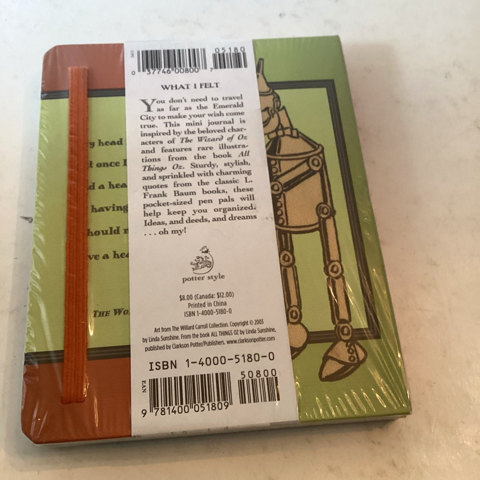 Potter Style Wizard of Oz What I Felt Mini Journal NEW
