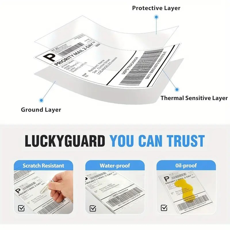 500 4″x6″ Fanfold Direct Thermal Shipping Labels for Zebra and Rollo Printers US