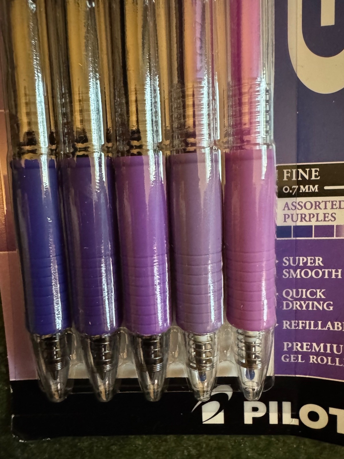 5 Pilot G-2 Retractable Gel ROLLER Pens Fine Point 0.7mm assorted purples 20709