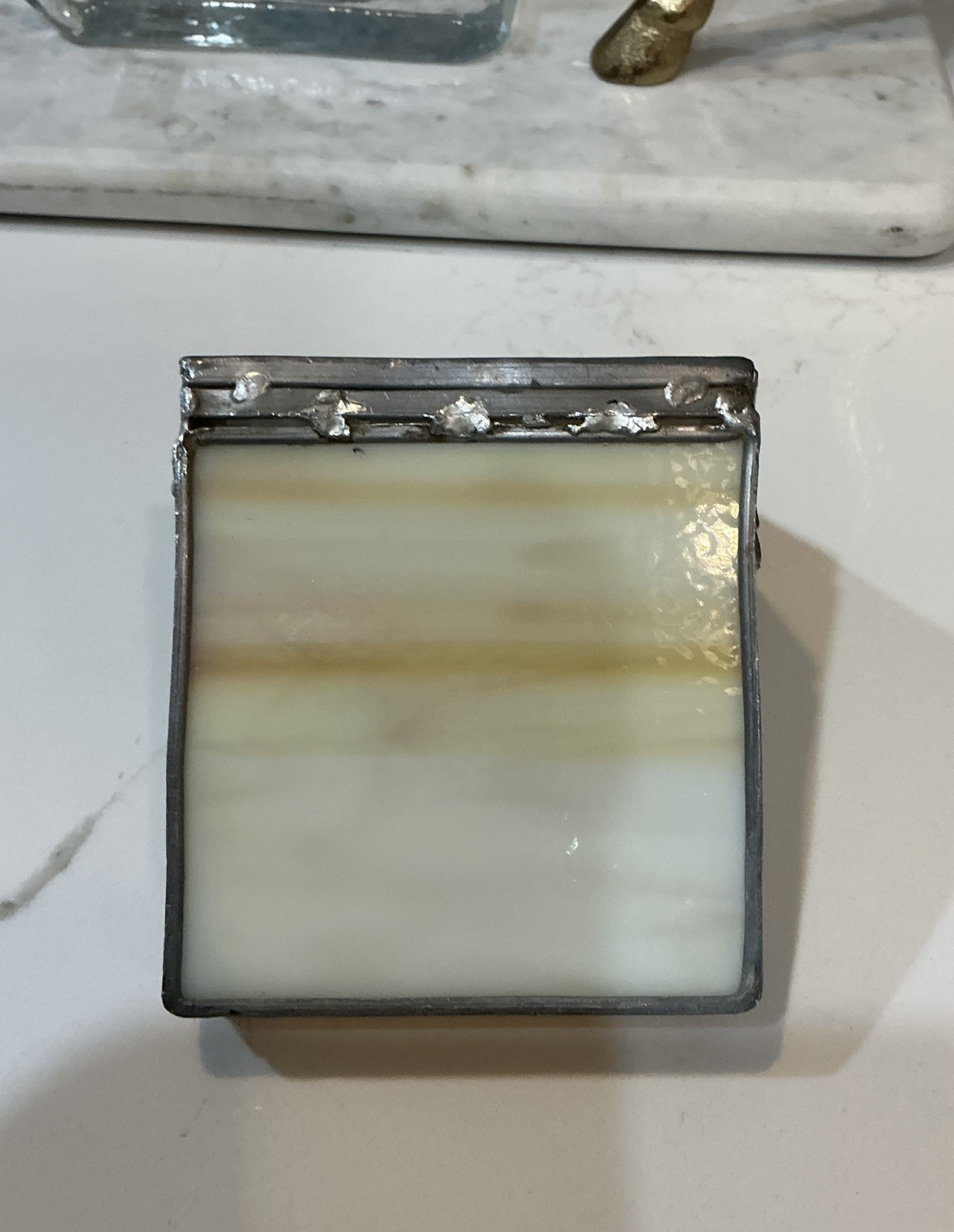Vintage Stained-Glass Business Card Holder By Carl Goeller FREE SHIPPING VGC