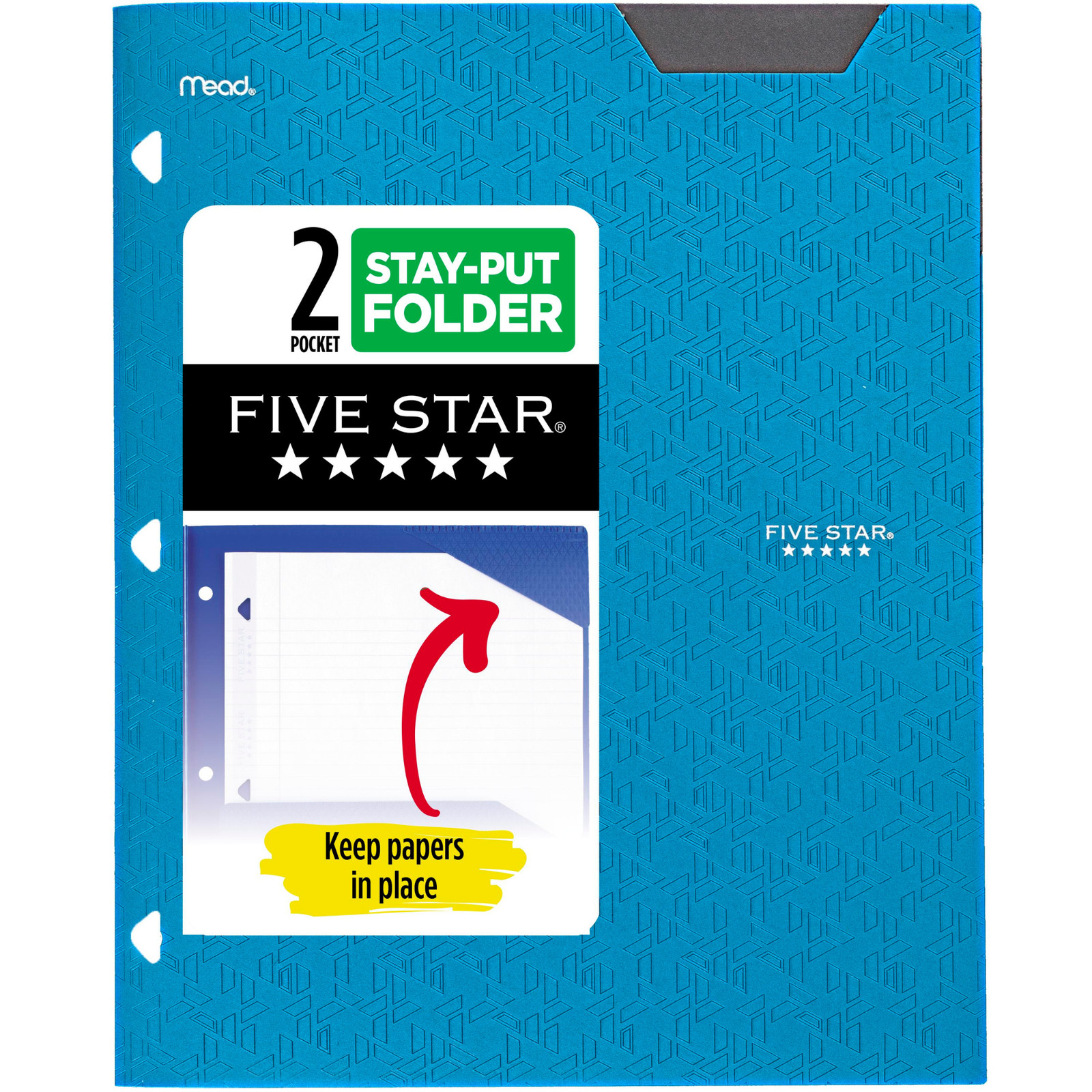 Five Star Stay-Put 2-Pocket Plastic Folder: 9 in. x 11 in. (Black)
