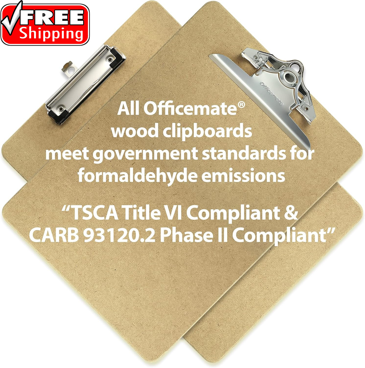 Recycled Wood Clipboards, 6 Inch Clip, 6 Pack Clipboards, Letter Size (9 X 12.5