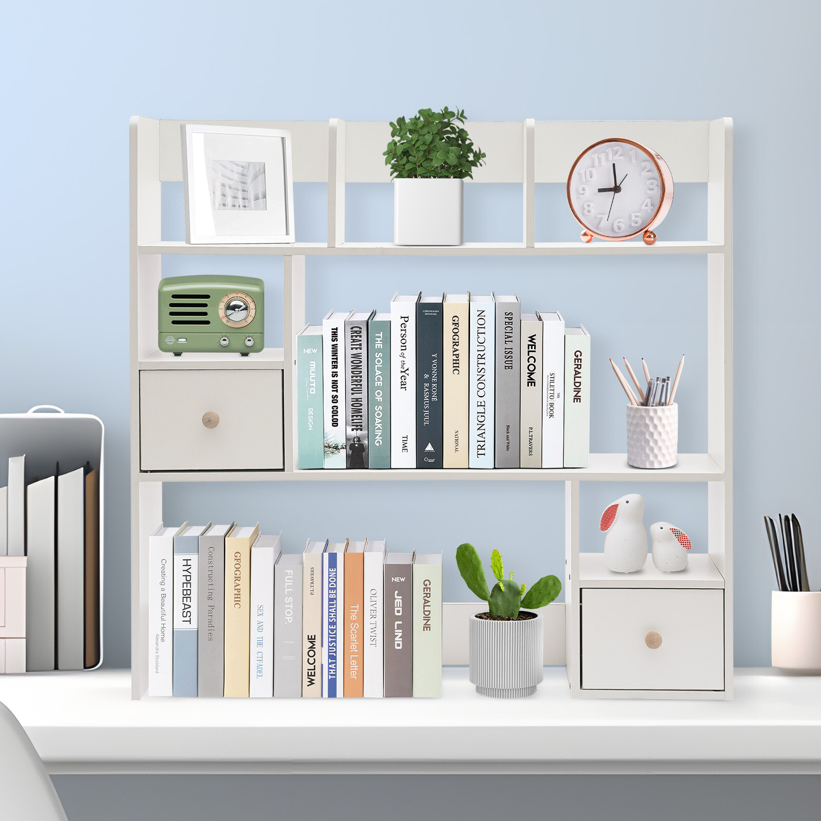 Desktop Bookshelf Home Office Desk Organizer Desktop Storage Organizer