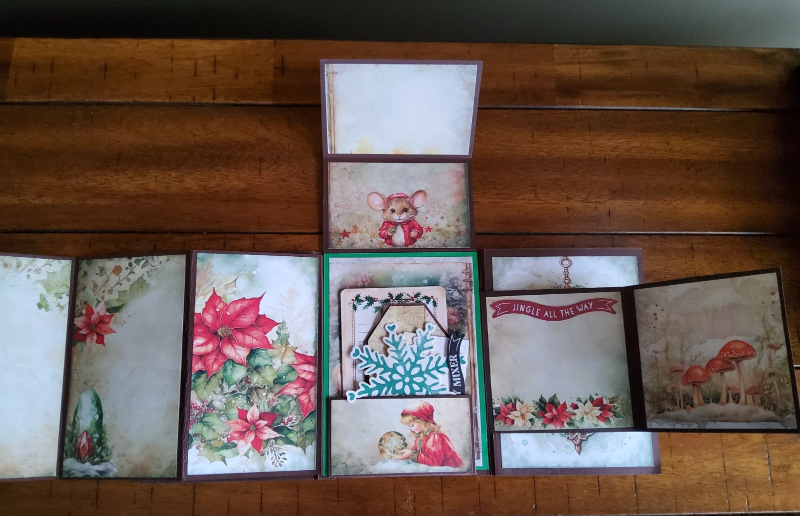 Junk Journal Handmade Booklet Folio Vintage “CHRISTMAS” w/ Pockets & Ephemera