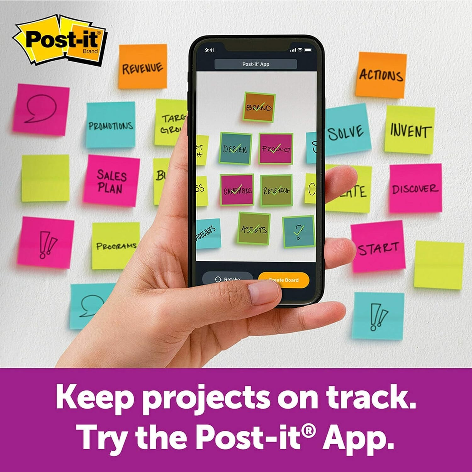Post-it Super Sticky Big Notes, 11 in x 11 in, Yellow, 30 Sheets/Pad, 1 Pad, …
