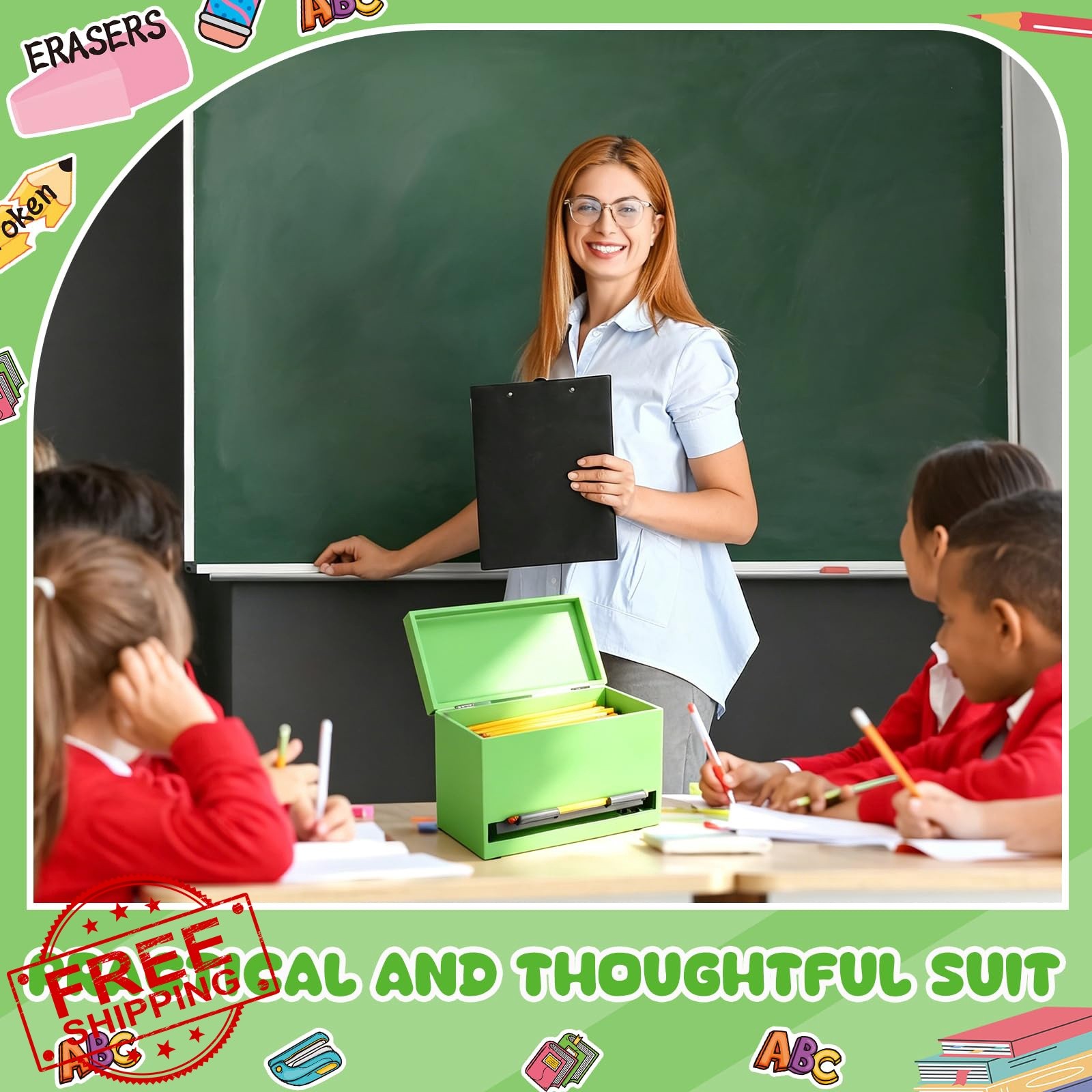 Yalikop Wood Pencil Dispenser Classic Light Green 1 Pc