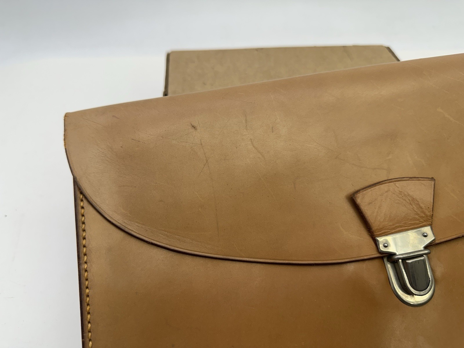 Vintage Haussmann Paris France Leather File Folder Portfolio Central Snap Clasp