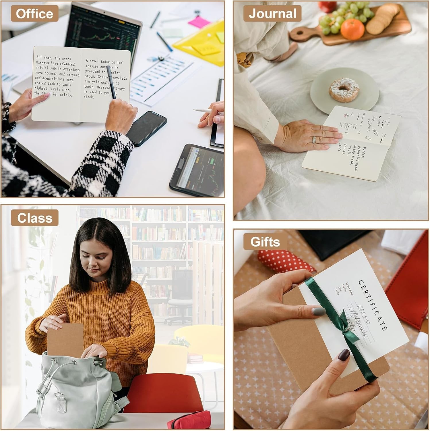 5 Pack A5 Kraft Notebooks Bulk, 8.15×5.5 Inches Blank Journaling Notebooks, N…