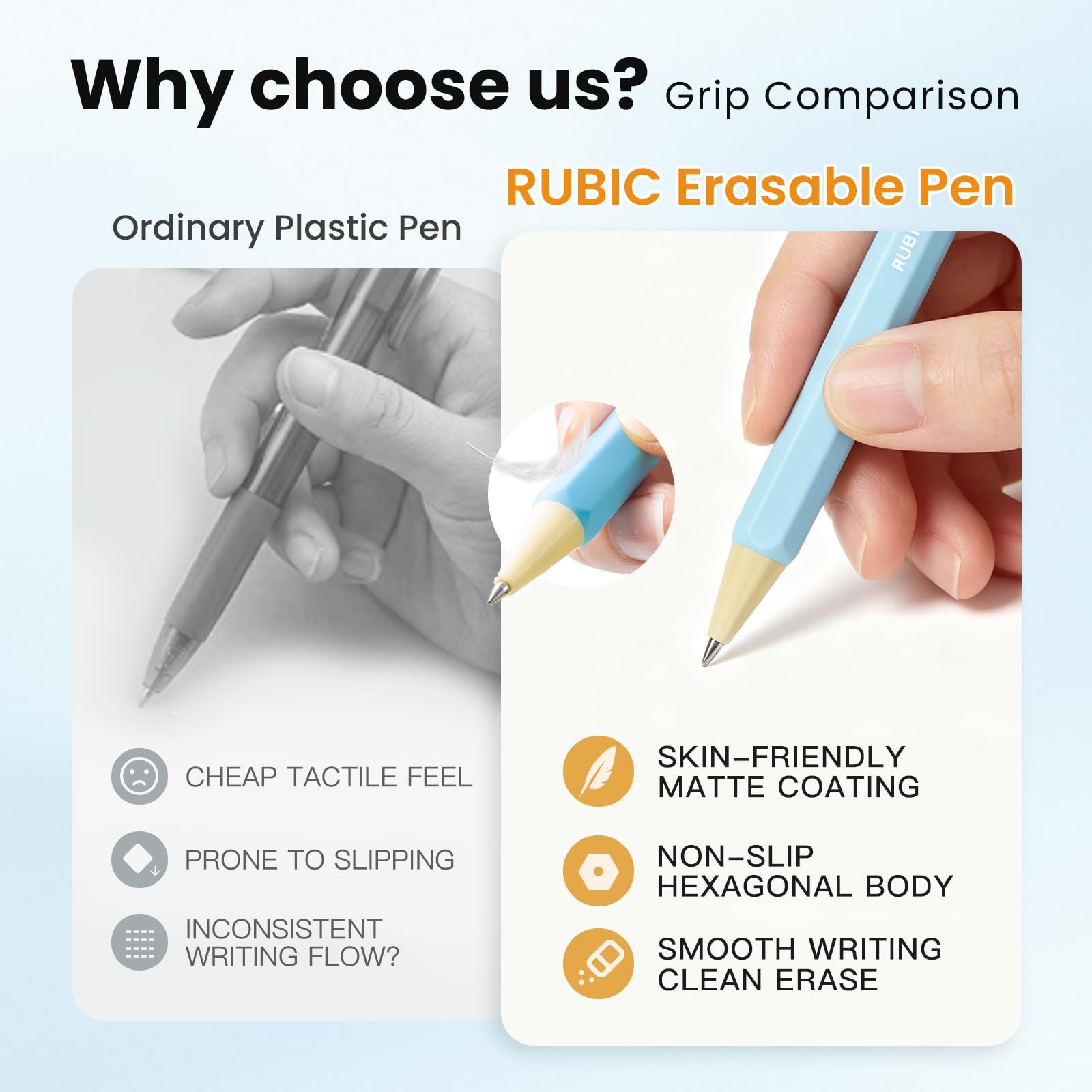 RUBIC Erasable Gel Pens Set, Bright Basic 9 Assorted Colors, 0.6mm Retractabl…