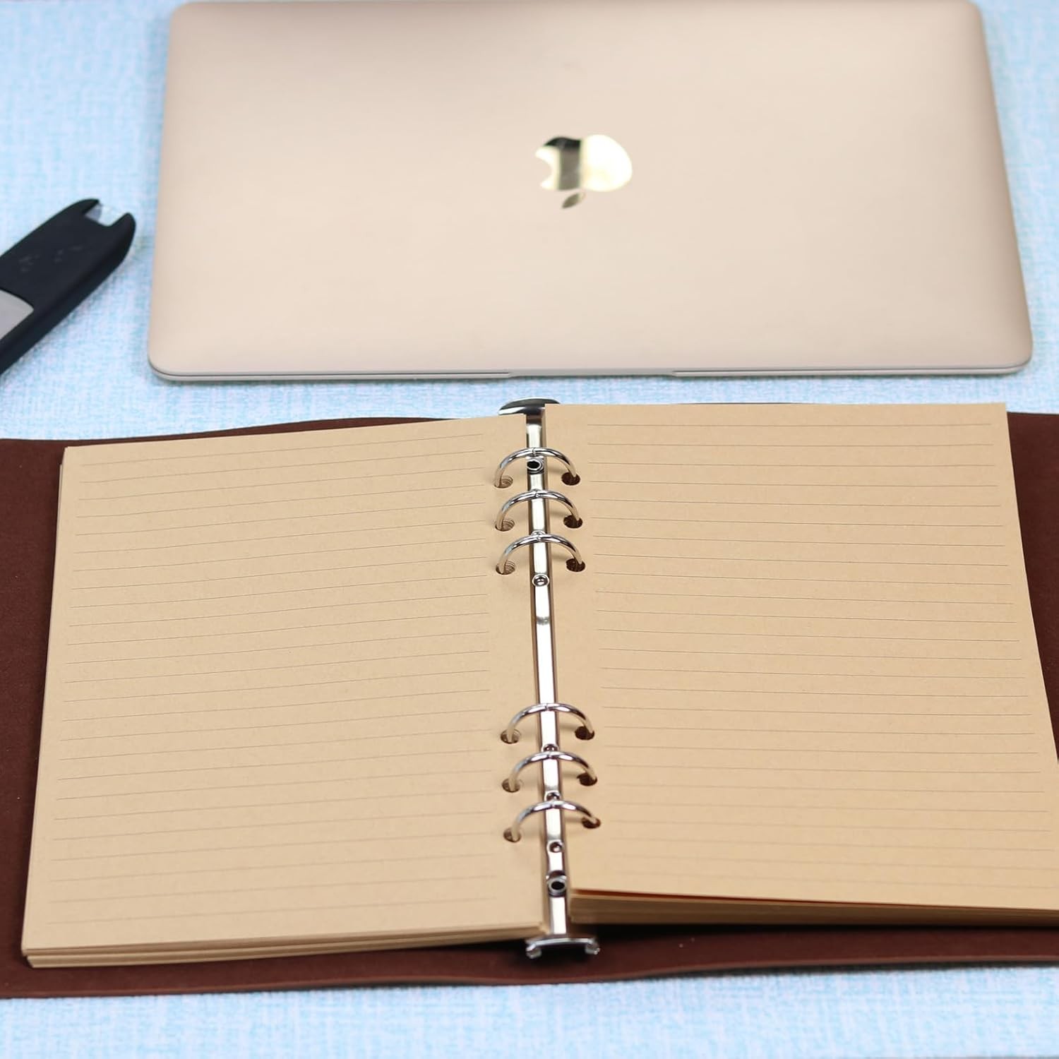 Vintage Kraft Paper – A5 Lined Flipchart Refill, 80 Sheets (160 Pages) for 6-Rin